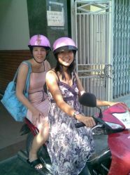 2 pink helmets
